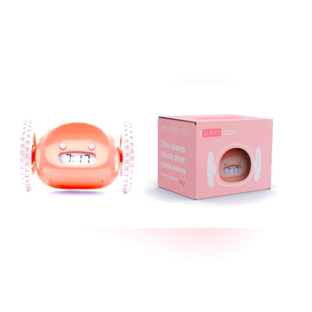 Pink Clocky Alarm Clock that rolls and hops away!